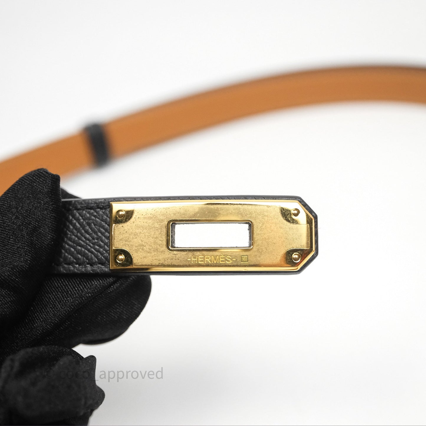 Hermès Kelly Belt Black Noir 89 Epsom Gold Hardware