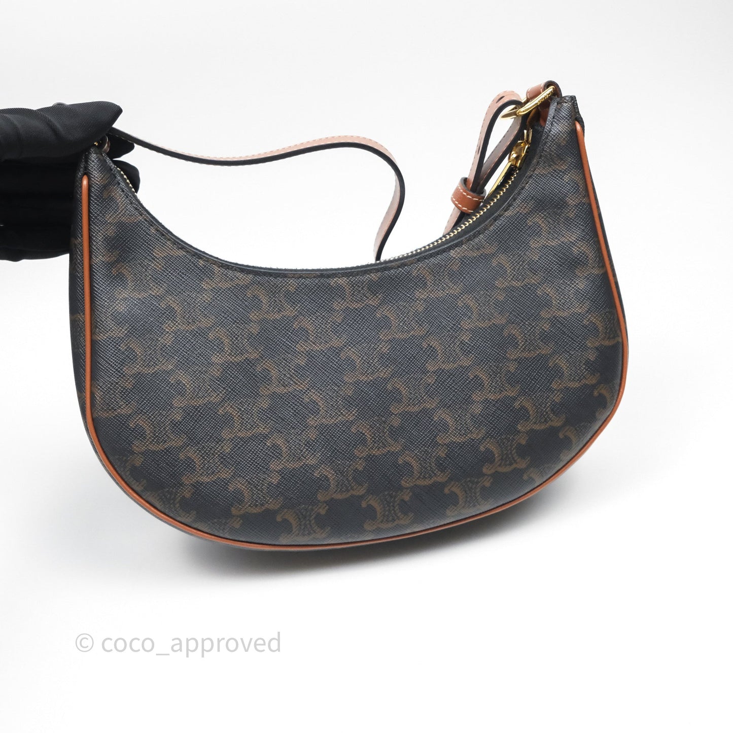Celine Ava Bag In Triomphe Canvas Calfskin Tan