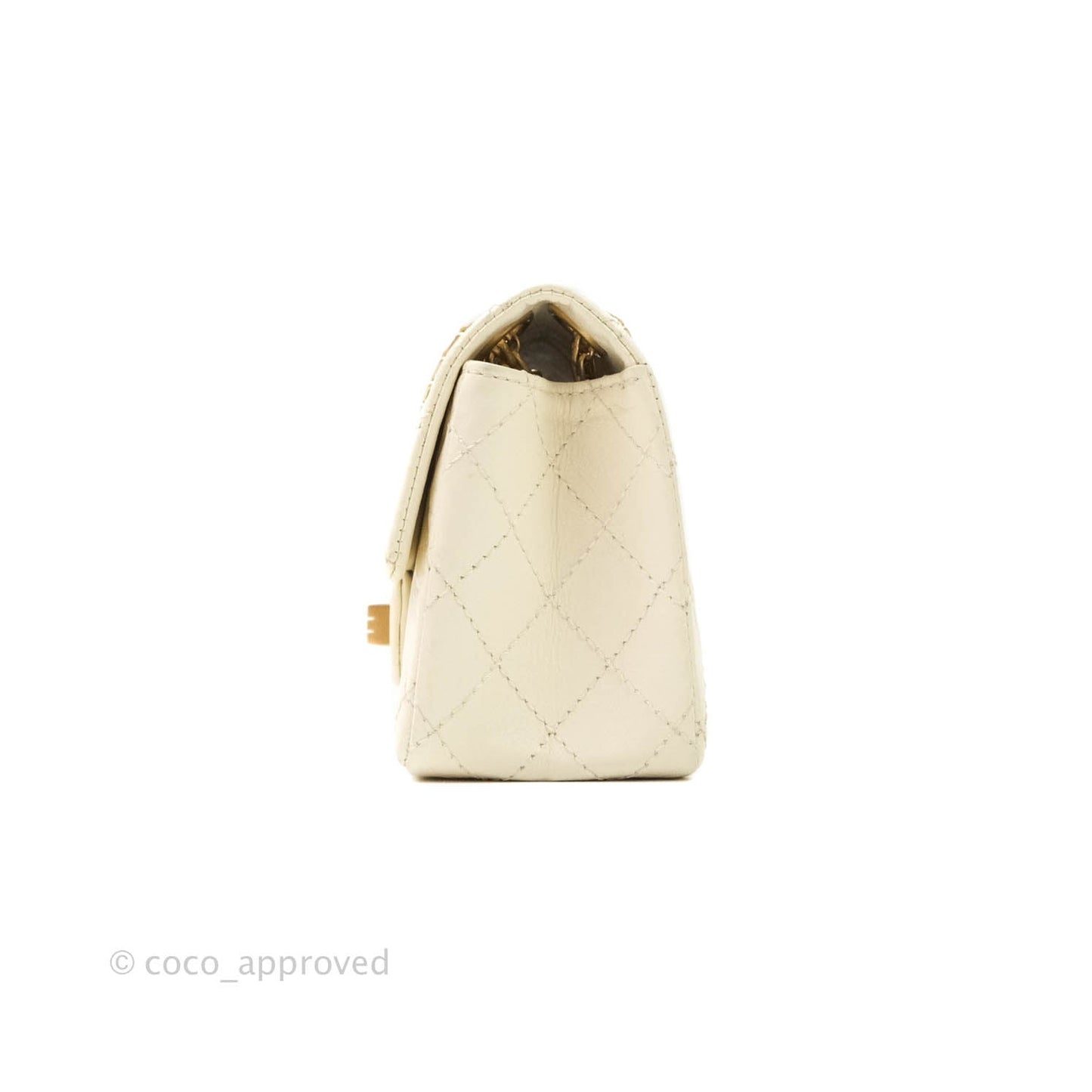 Chanel Mini Reissue 224 White Aged Calfskin Aged Gold Hardware