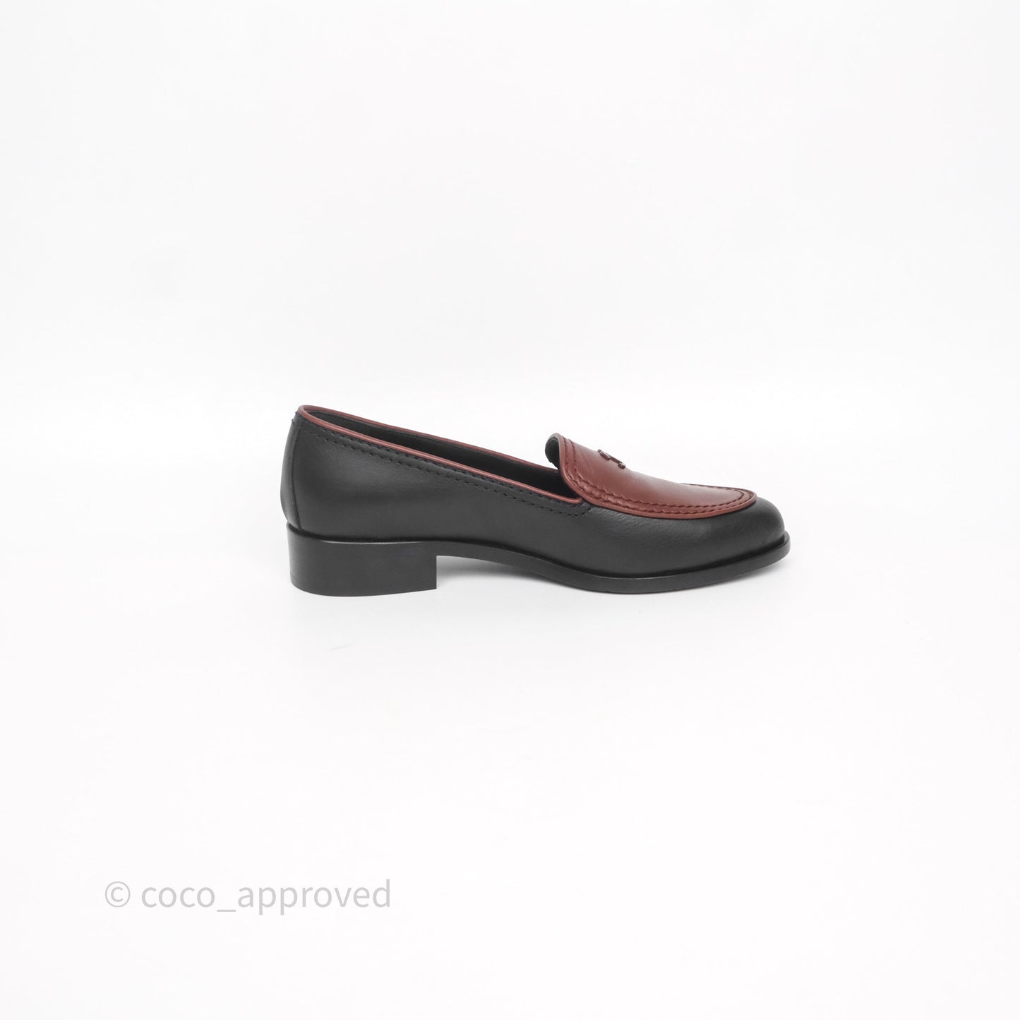 Chanel CC Loafers Black/ Brown Calfskin Size 35.5