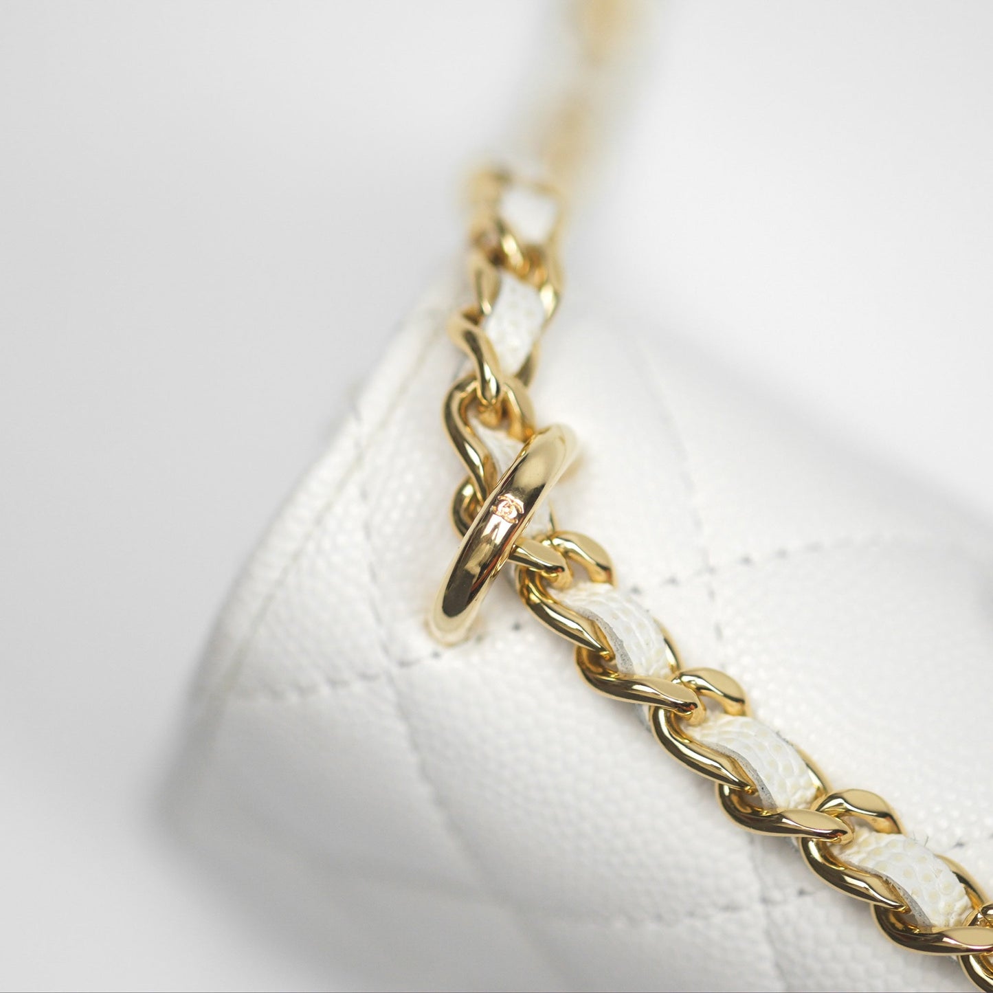 Chanel Mini WOC Bag Charm White Caviar Gold Hardware