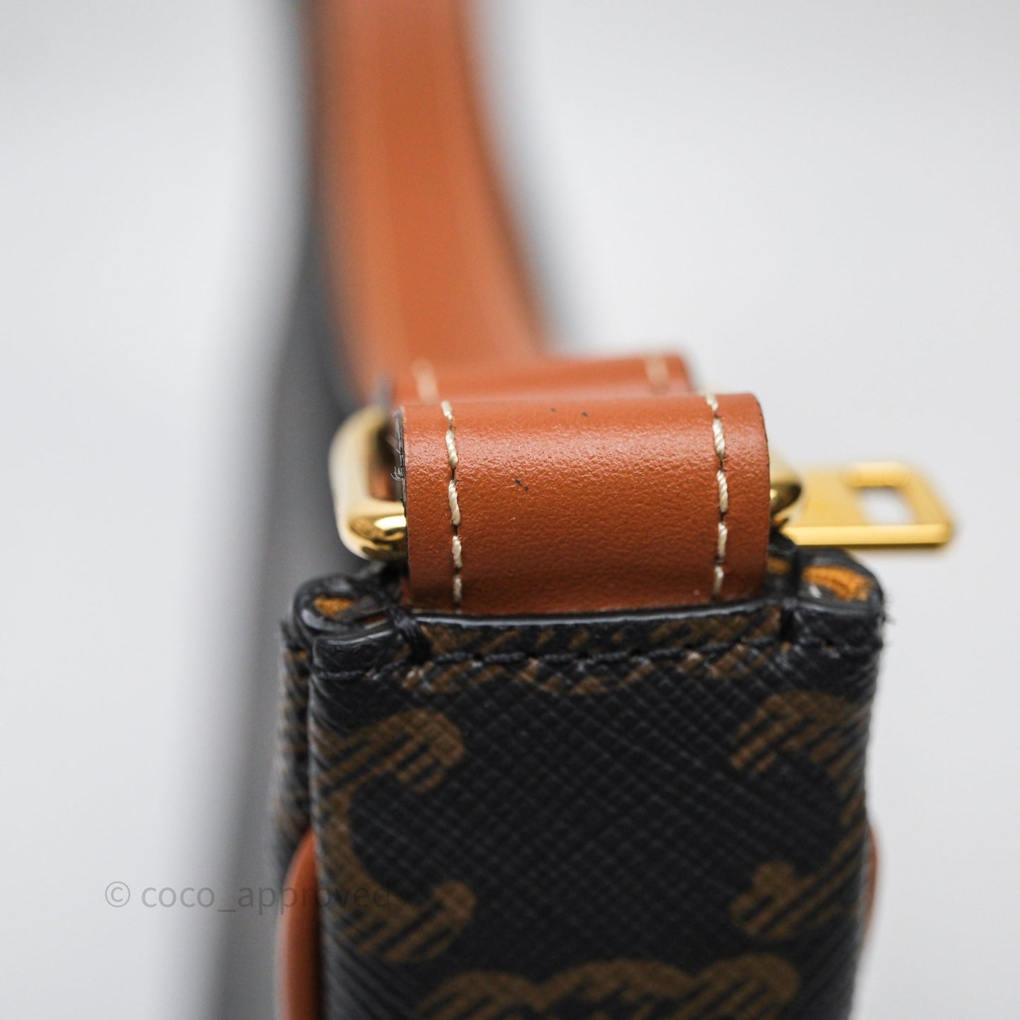 Celine Ava Bag In Triomphe Canvas Calfskin Tan