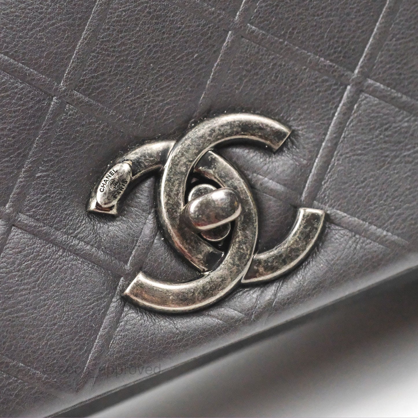 Chanel New Chic Flap Dark Grey Calfskin Ruthenium Hardware