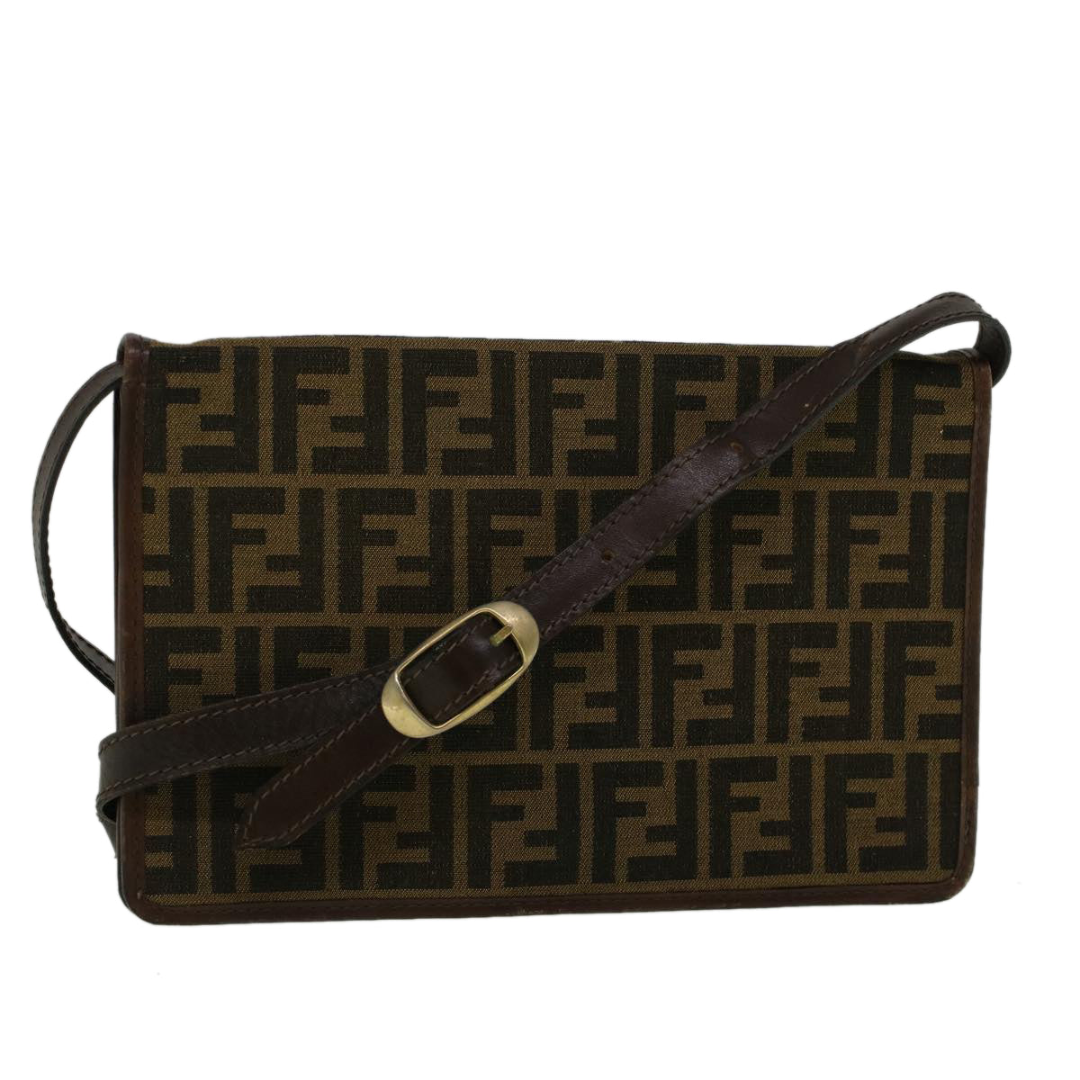 Luxury FendiZucca Canvas Shoulder Bag Brown57555