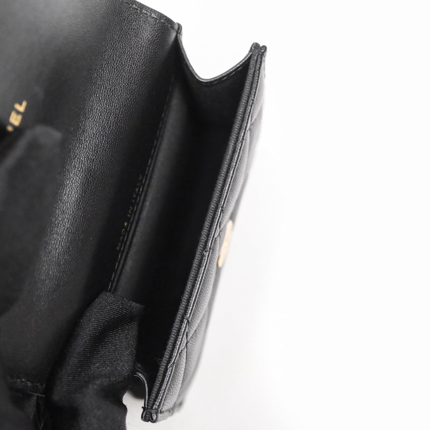 Chanel Jewel Hook Card Holder Black Lambskin Aged Gold Hardware