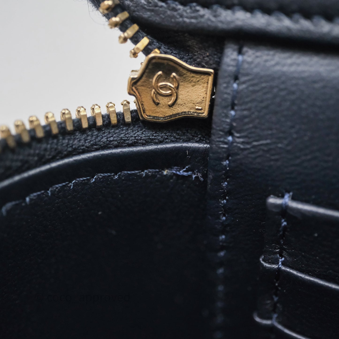 Chanel Vanity With Chain Navy Tweed Plaid Gold Hardware