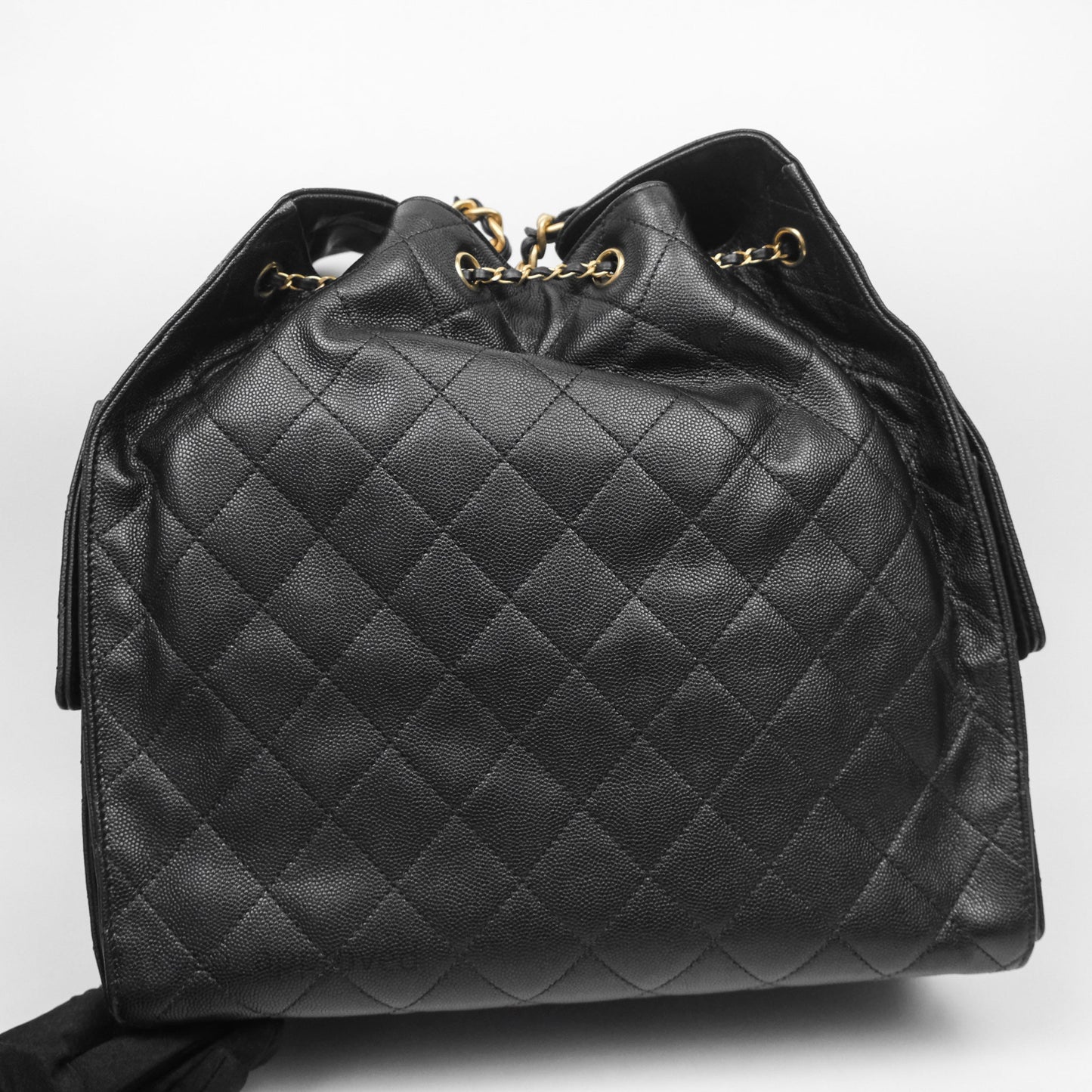 Chanel 25 Medium Black Caviar Aged Gold Hardware