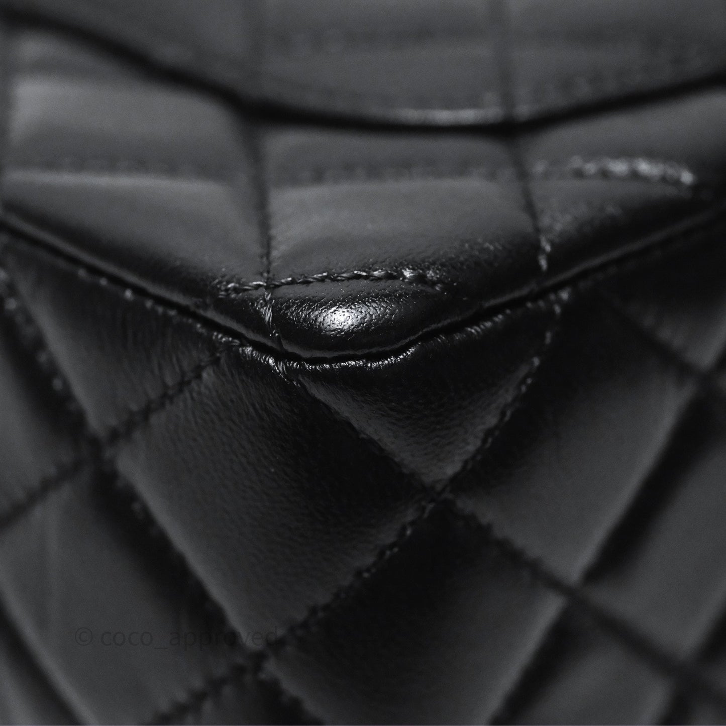 Chanel Flap Bag with Crystal Logo Top Handle Black Lambskin Aged Gold Hardware