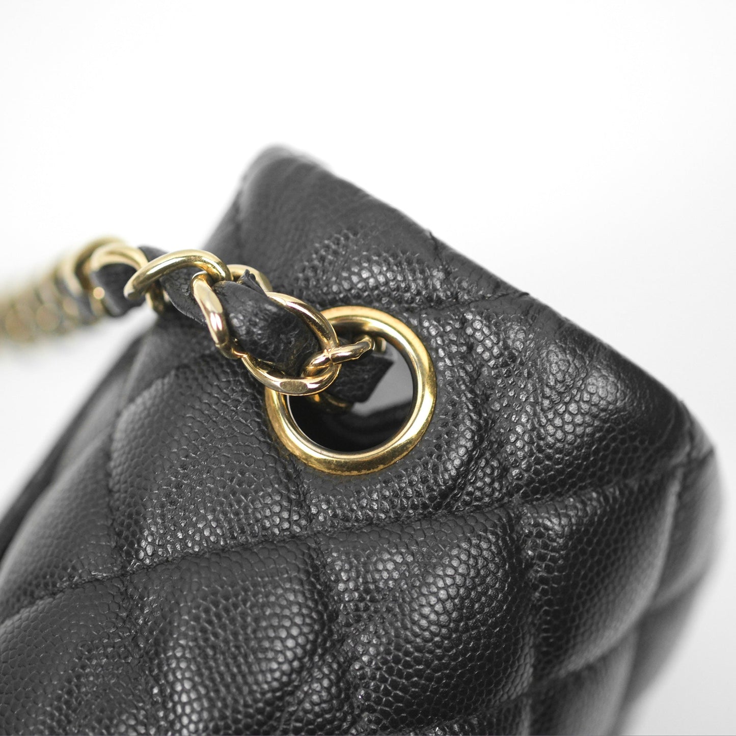 Chanel Mini Square Flap Quilted Black Caviar Gold Hardware