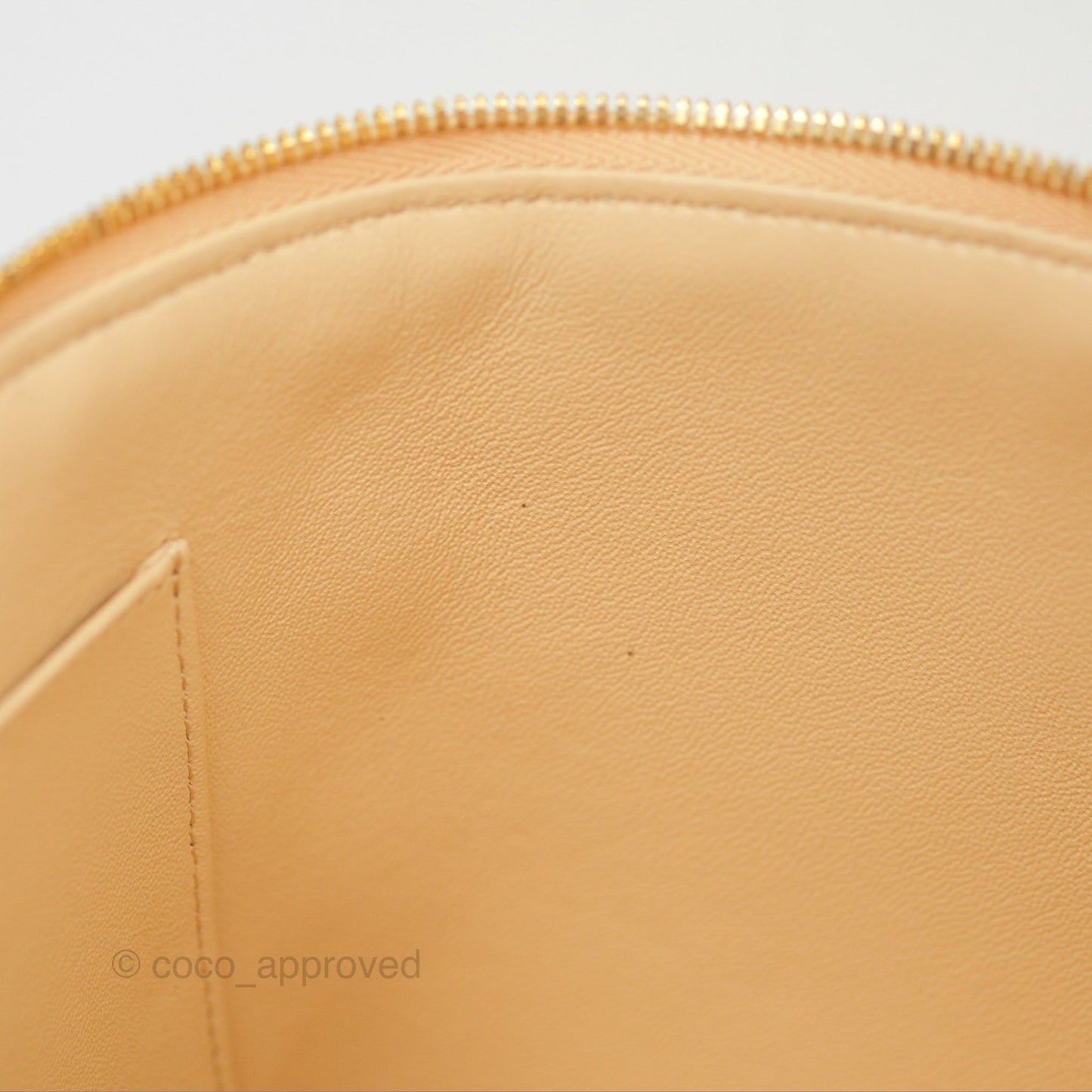Chanel Small Quilted Top Handle Vanity Case Beige Lambskin Gold Hardware