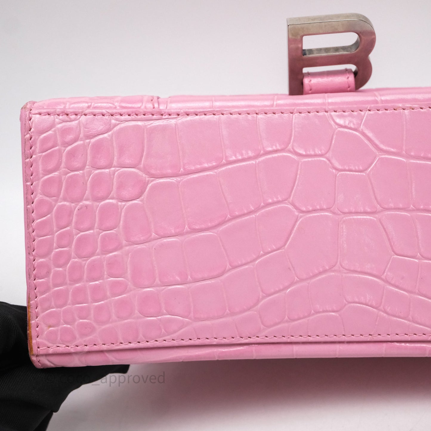 Balenciaga Small Hourglass Embossed Bag Pink