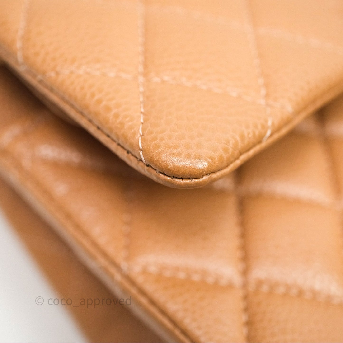 Chanel Classic M/L Medium Flap Quilted Beige Caviar Gold Hardware