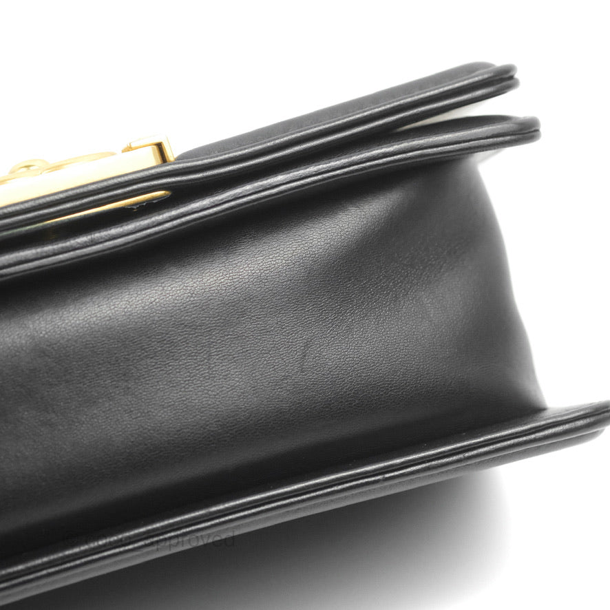 Chanel Small Boy Black Lambskin Aged Gold Hardware