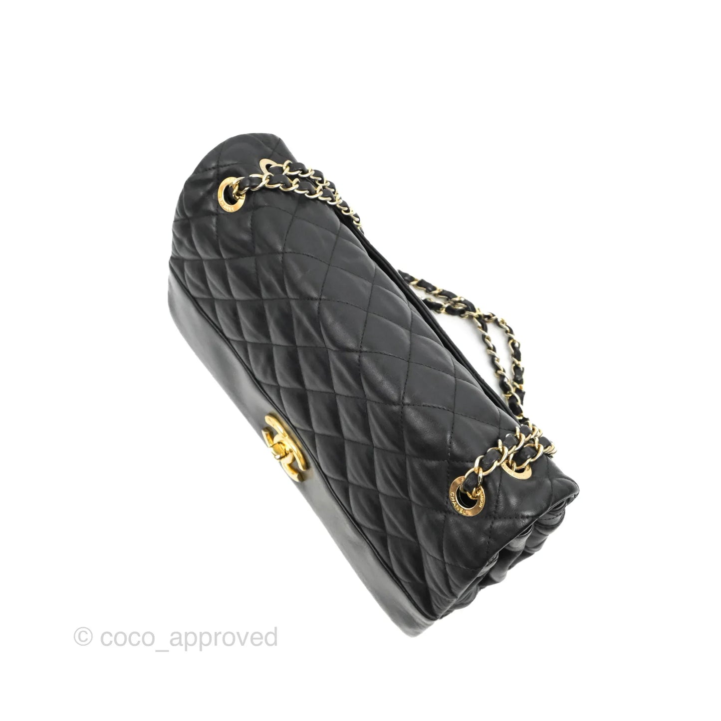 Chanel Soft Elegance Flap Bag Calfskin Black Aged Gold Hardware