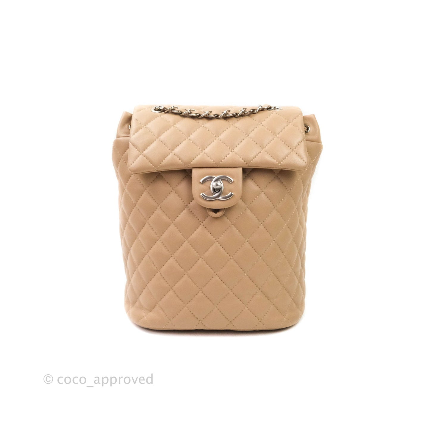 Chanel Quilted Small Urban Spirit Backpack Lambskin Beige Silver Hardware