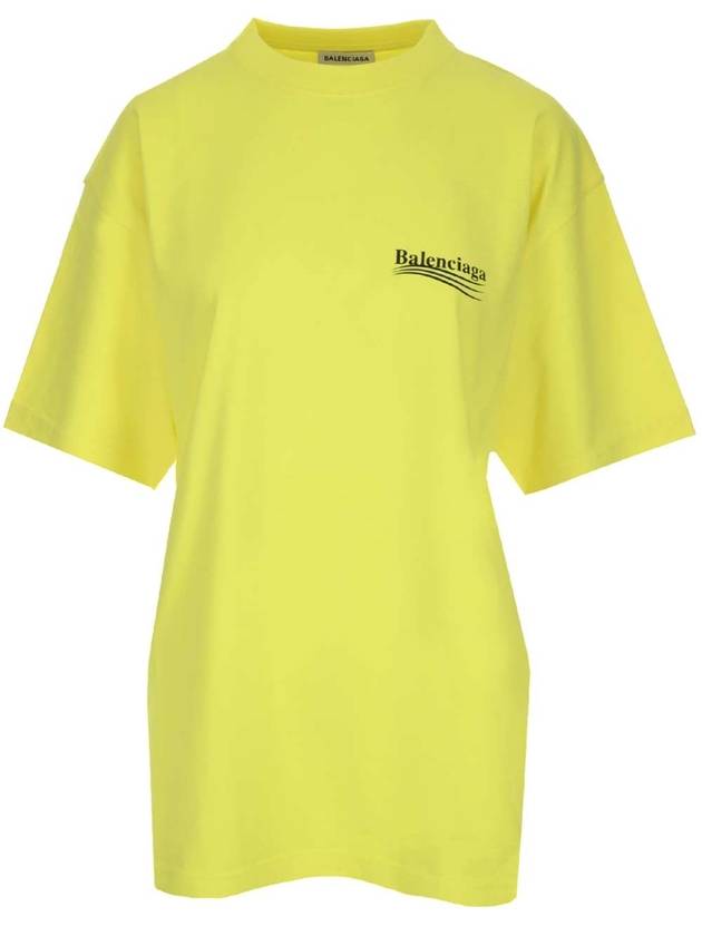 Luxury Balenciaga Political Campaign Wave Front Large Short Sleeve T-Shirt Neon Yellow