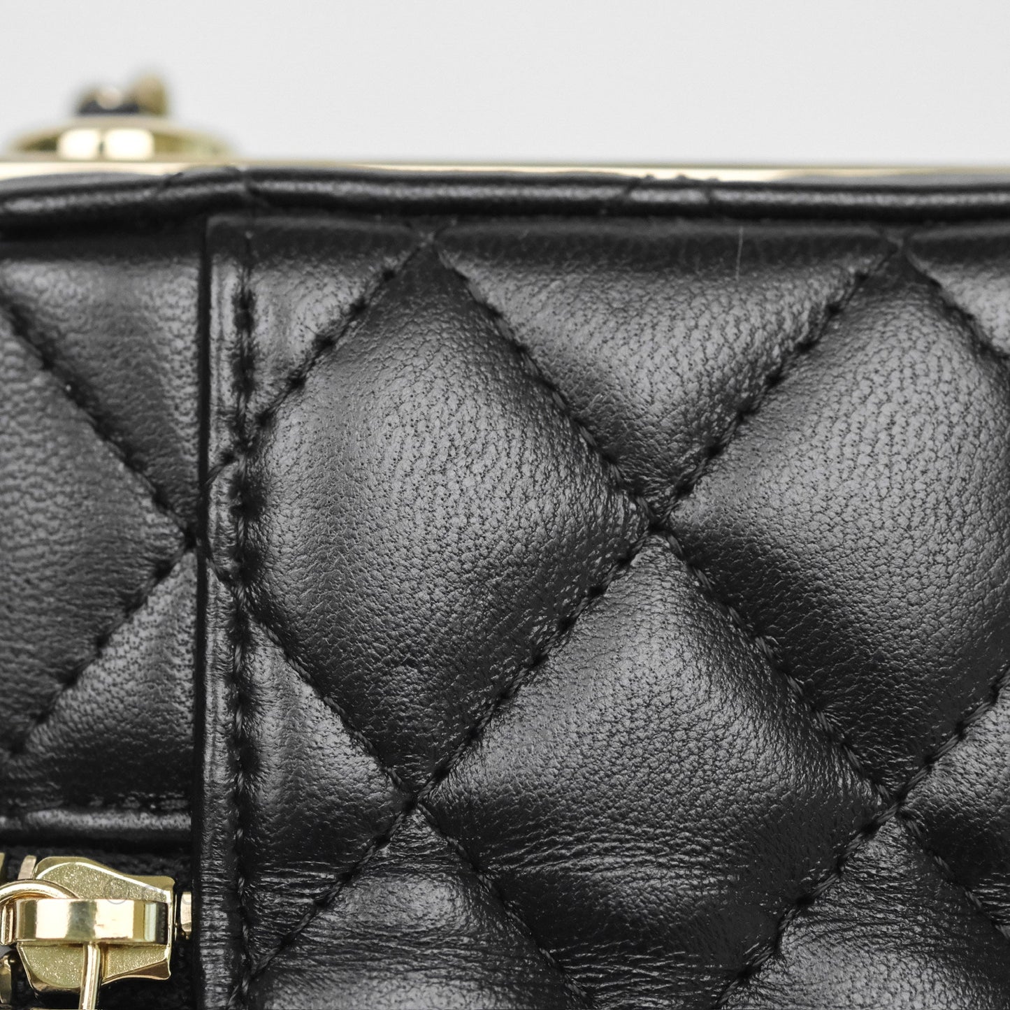 Chanel Trendy Vanity Phone Holder With Chain Black Lambskin Gold Hardware