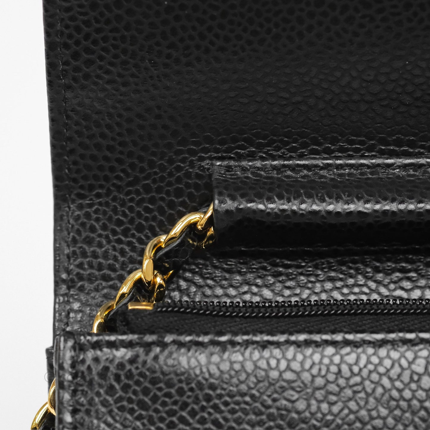 Chanel Classic Wallet On Chain WOC Quilted Black Caviar Gold Hardware