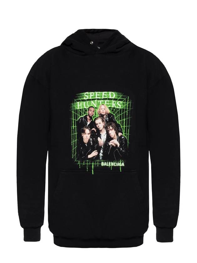 Luxury Balenciaga Speed Hunter Print Hoodie Black
