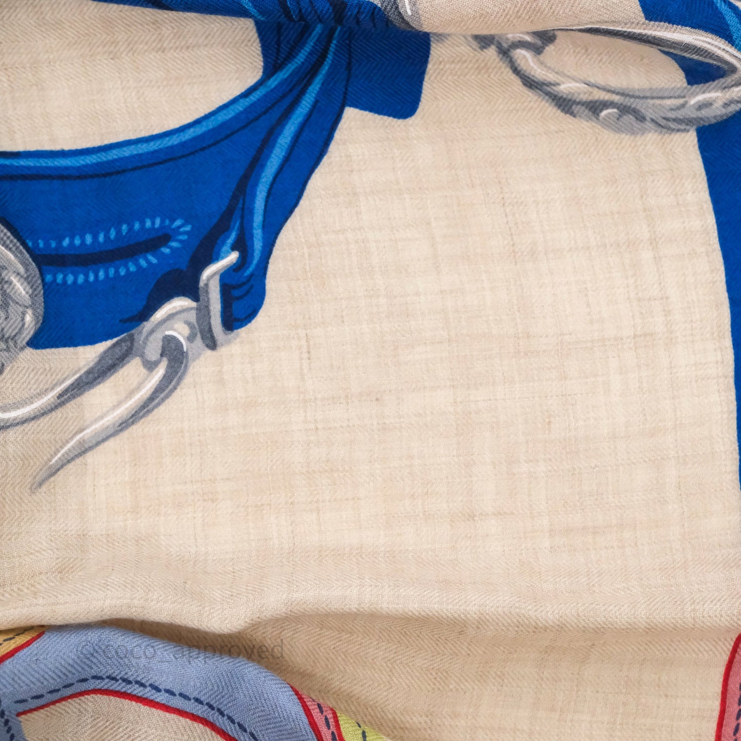 Hermes Brides De Gala App 140cm TD/ Orange/ Naturel/ Bleu Azur Cachemire Scarf