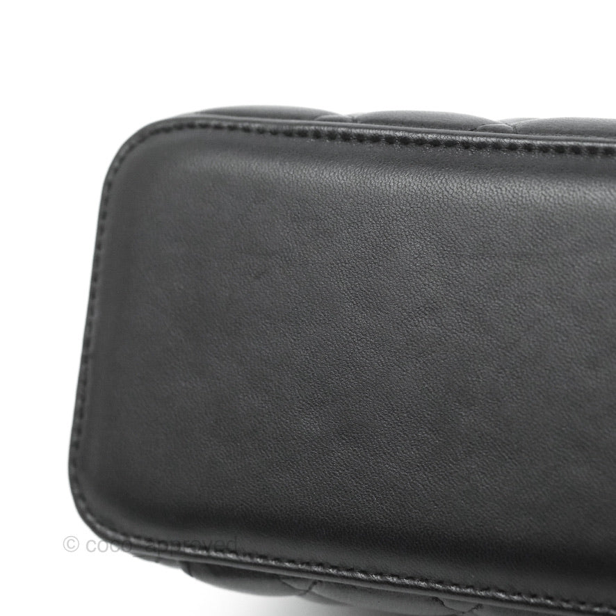 Chanel Vanity Rectangular Top Handle Black Lambskin Gold Hardware