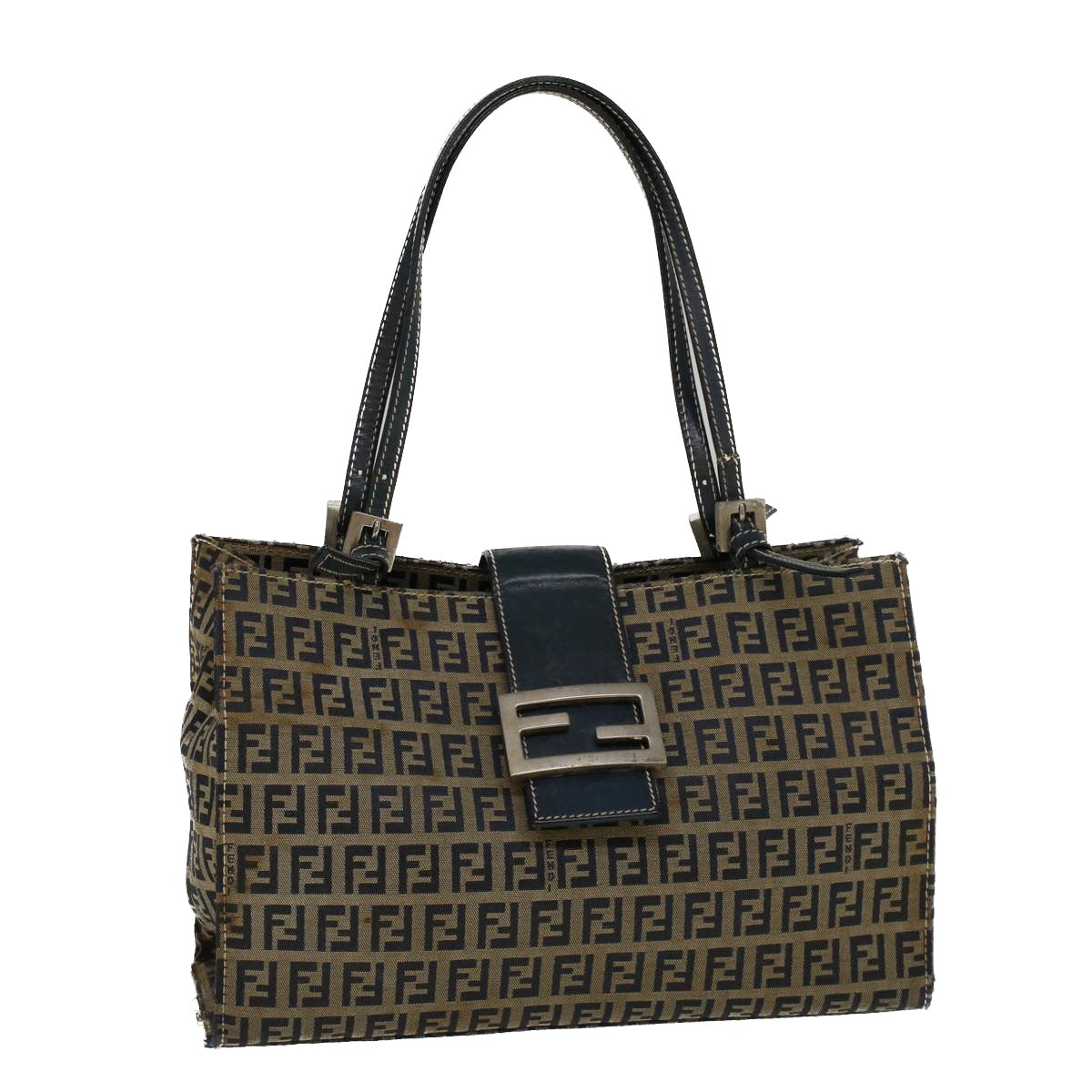Luxury FendiZucchino Canvas Mamma Baguette Hand Bag Navy57794
