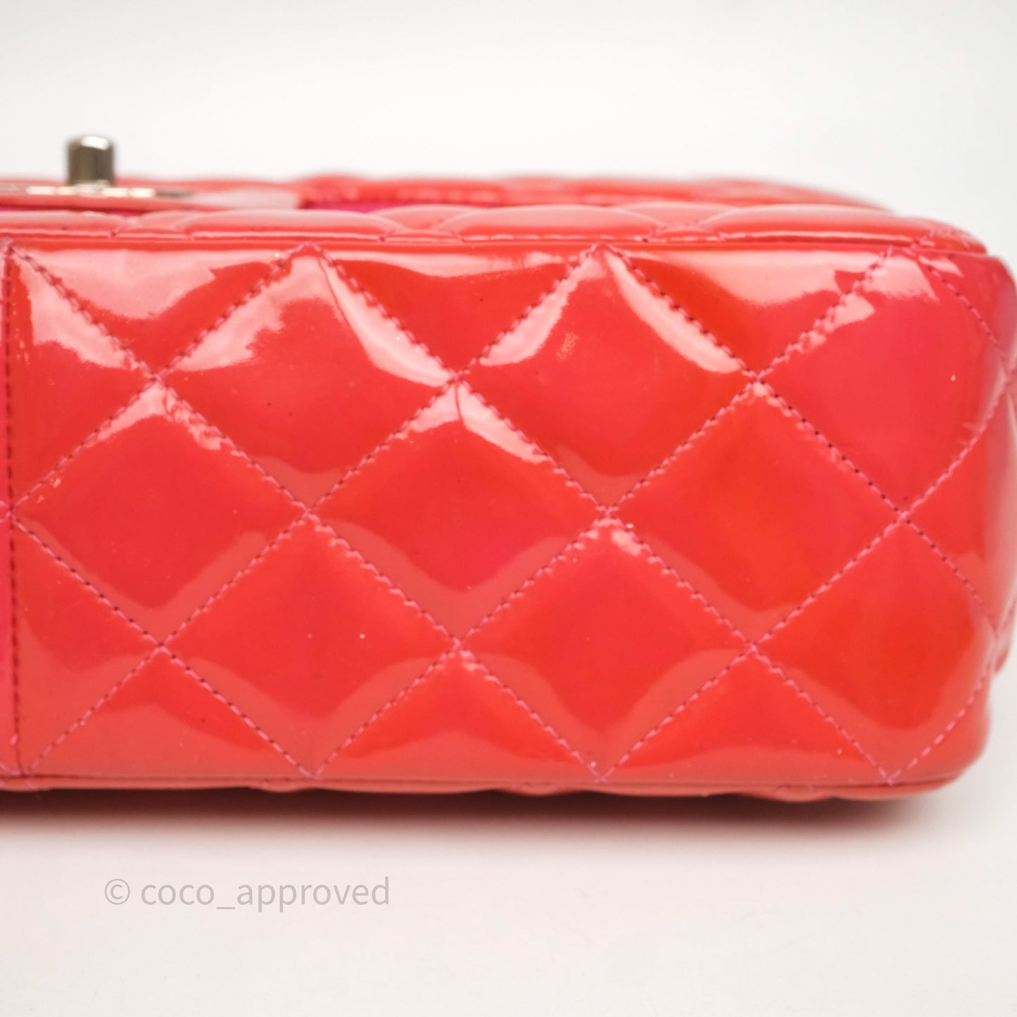 Chanel Jumbo Double Flap Red Orange Patent Silver Hardware⁣⁣