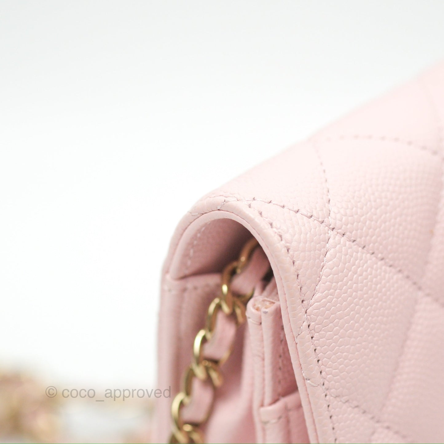 Chanel Quilted Classic Wallet On Chain WOC Pink Caviar Gold Hardware