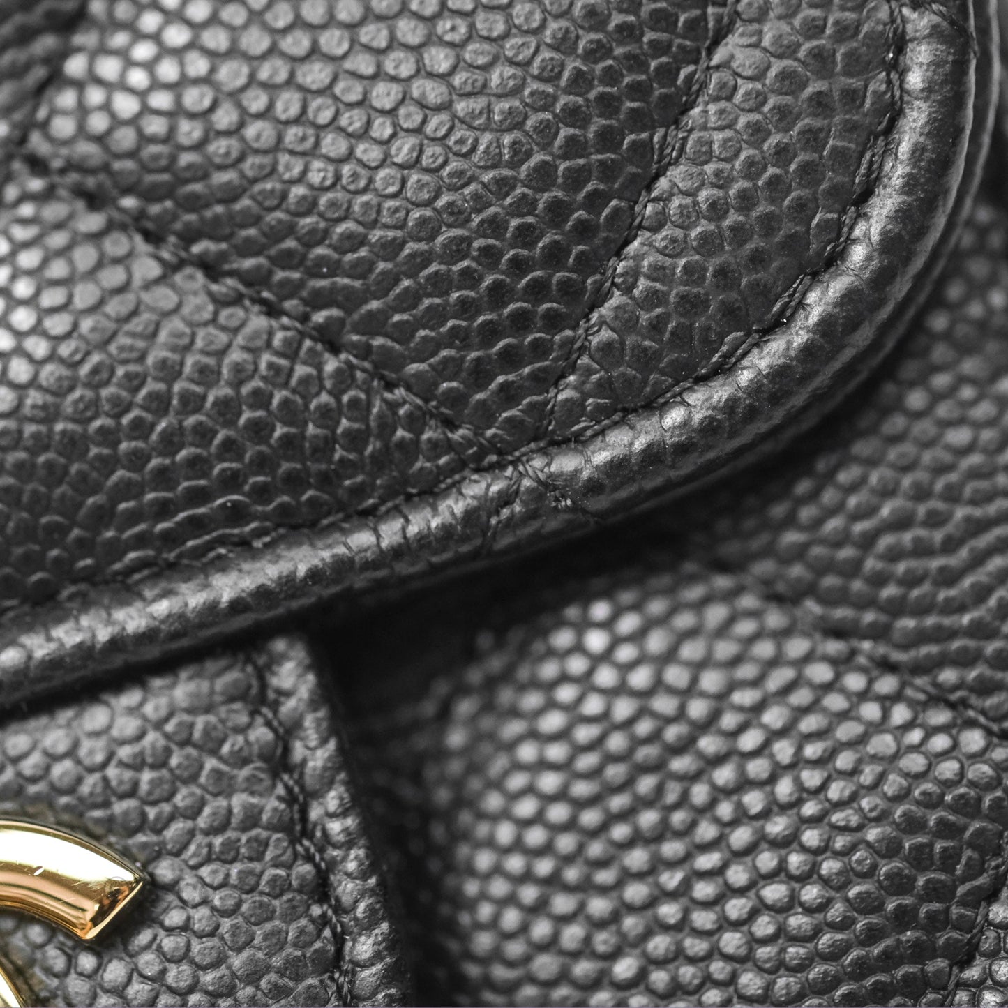 Chanel Classic Quilted Phone Holder Black Caviar Gold Hardware