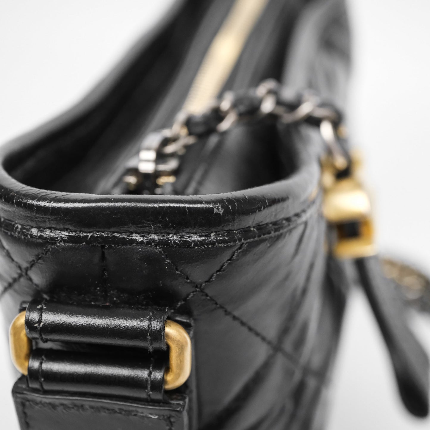Chanel Small Gabrielle Hobo Quilted Black Aged Calfskin
