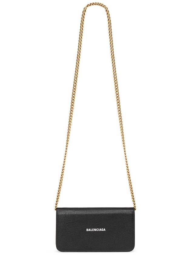 Luxury Balenciaga Cash Chain Wallet Mini Calfskin Cross Bag Black