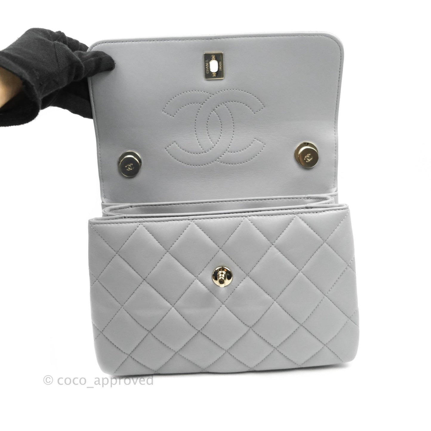 Chanel Quilted Trendy CC Small Grey Lambskin Gold Hardware