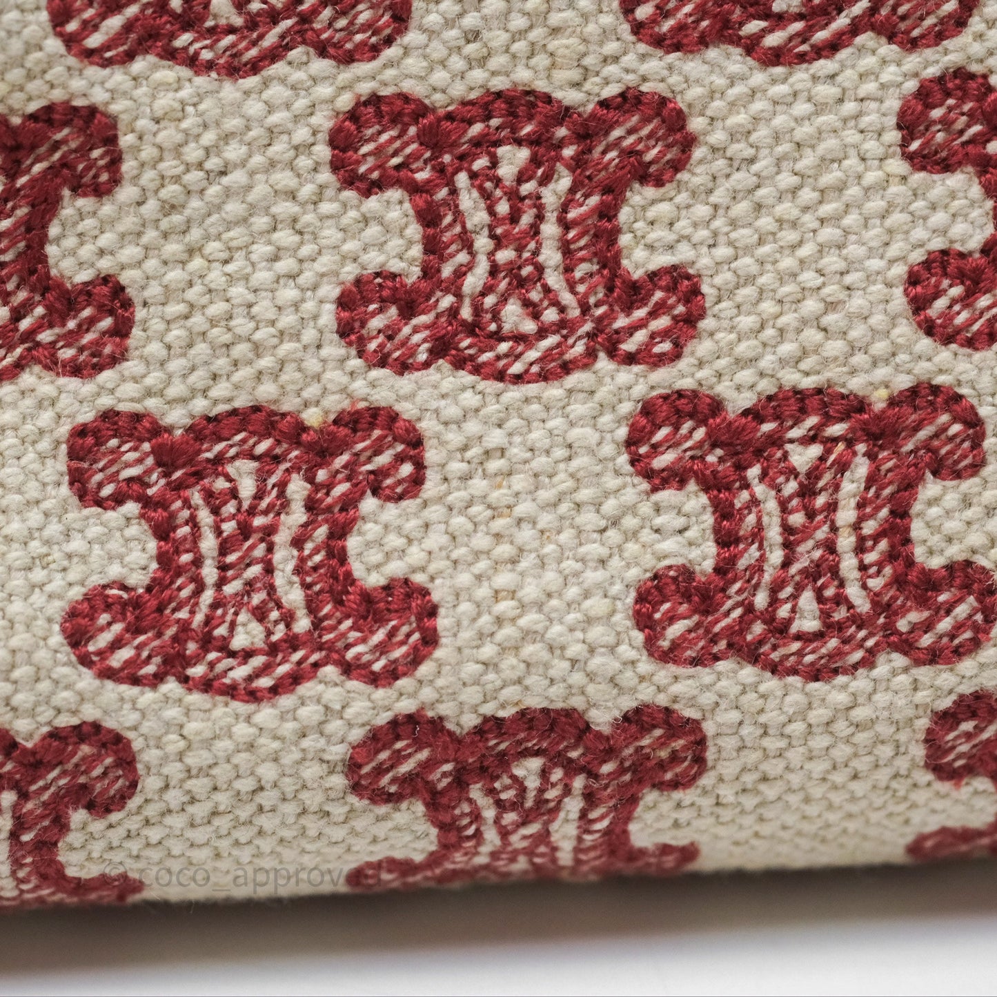 Celine Clutch With Chain in Triomphe Embroideries Red/ Ecru