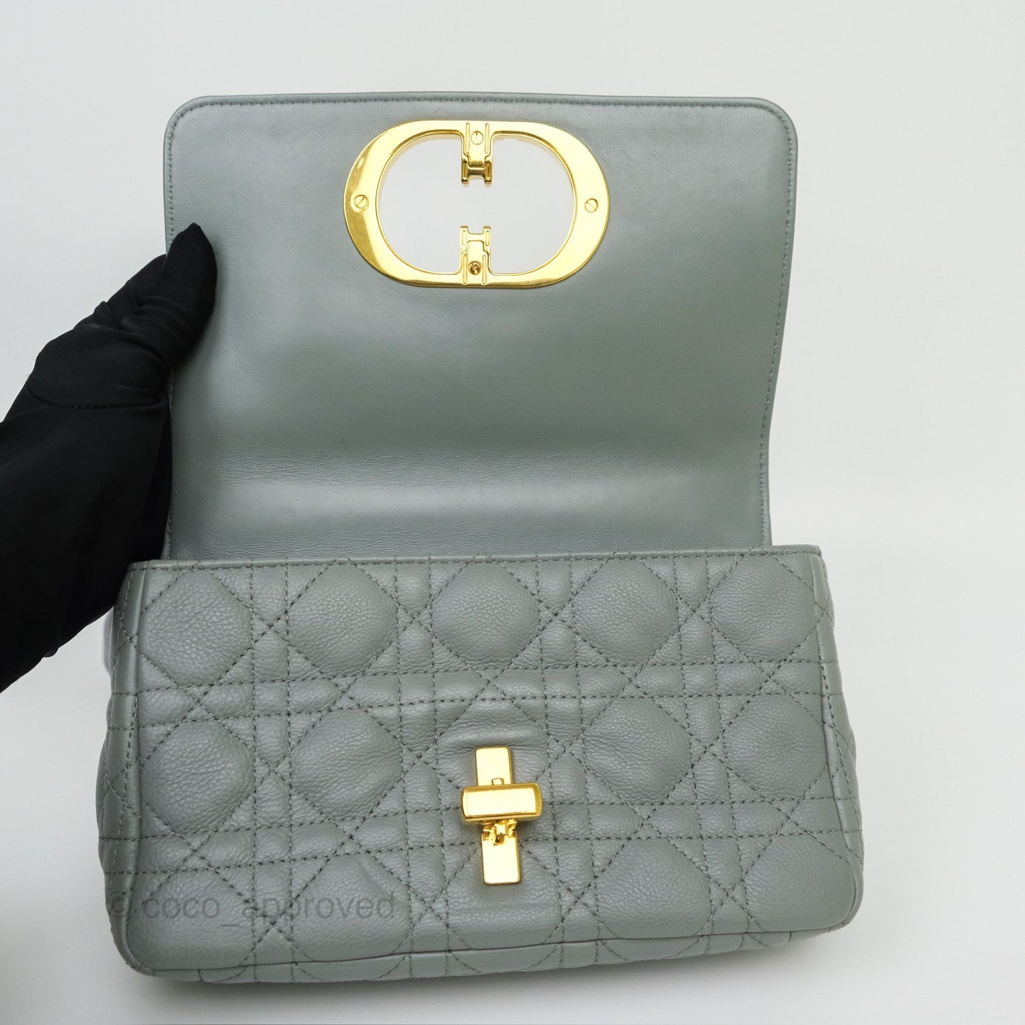 Dior Small Caro Bag Grey Supple Cannage Calfskin