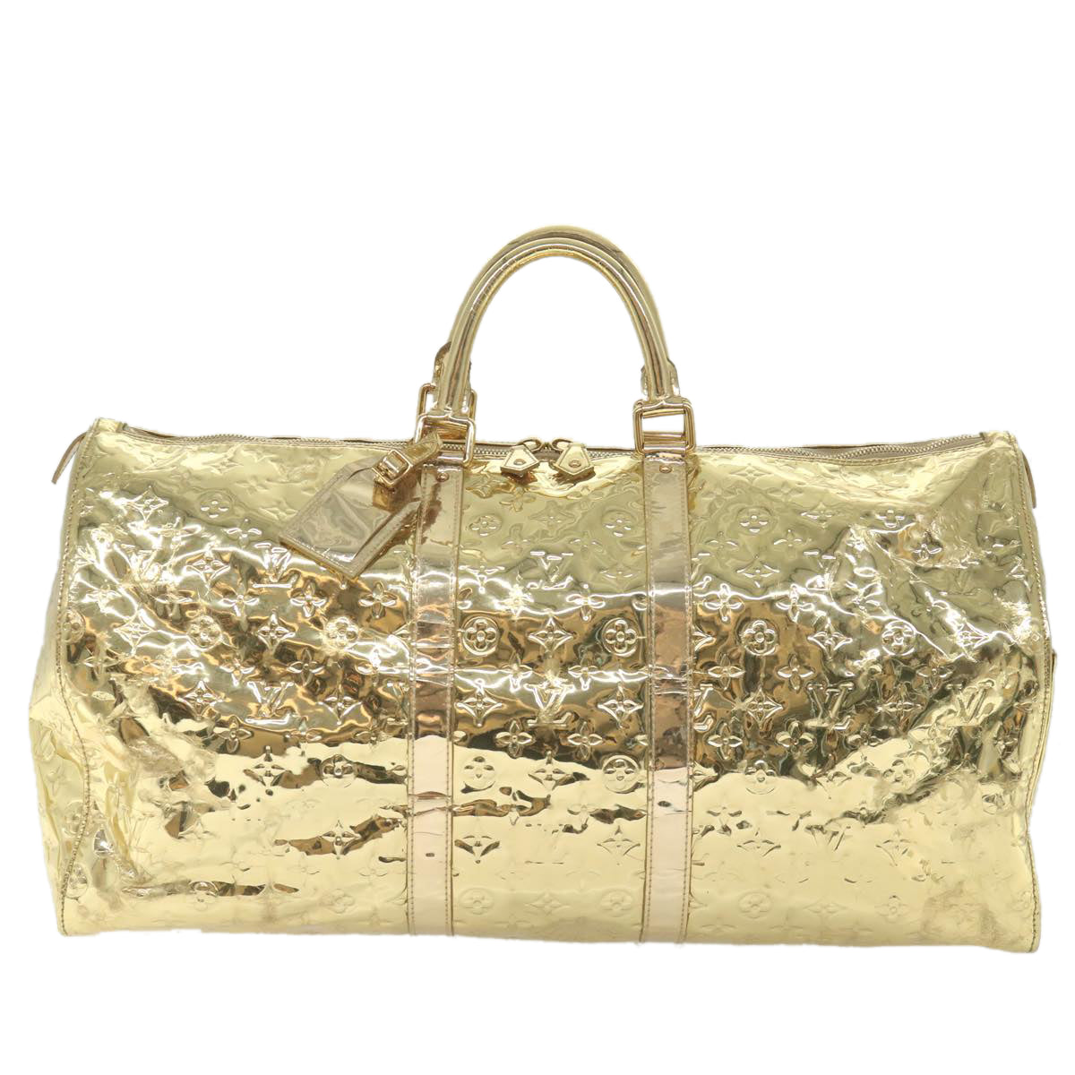 LOUIS VUITTON Monogram Miroir Keepall 55 Boston Bag Gold LV 57842S