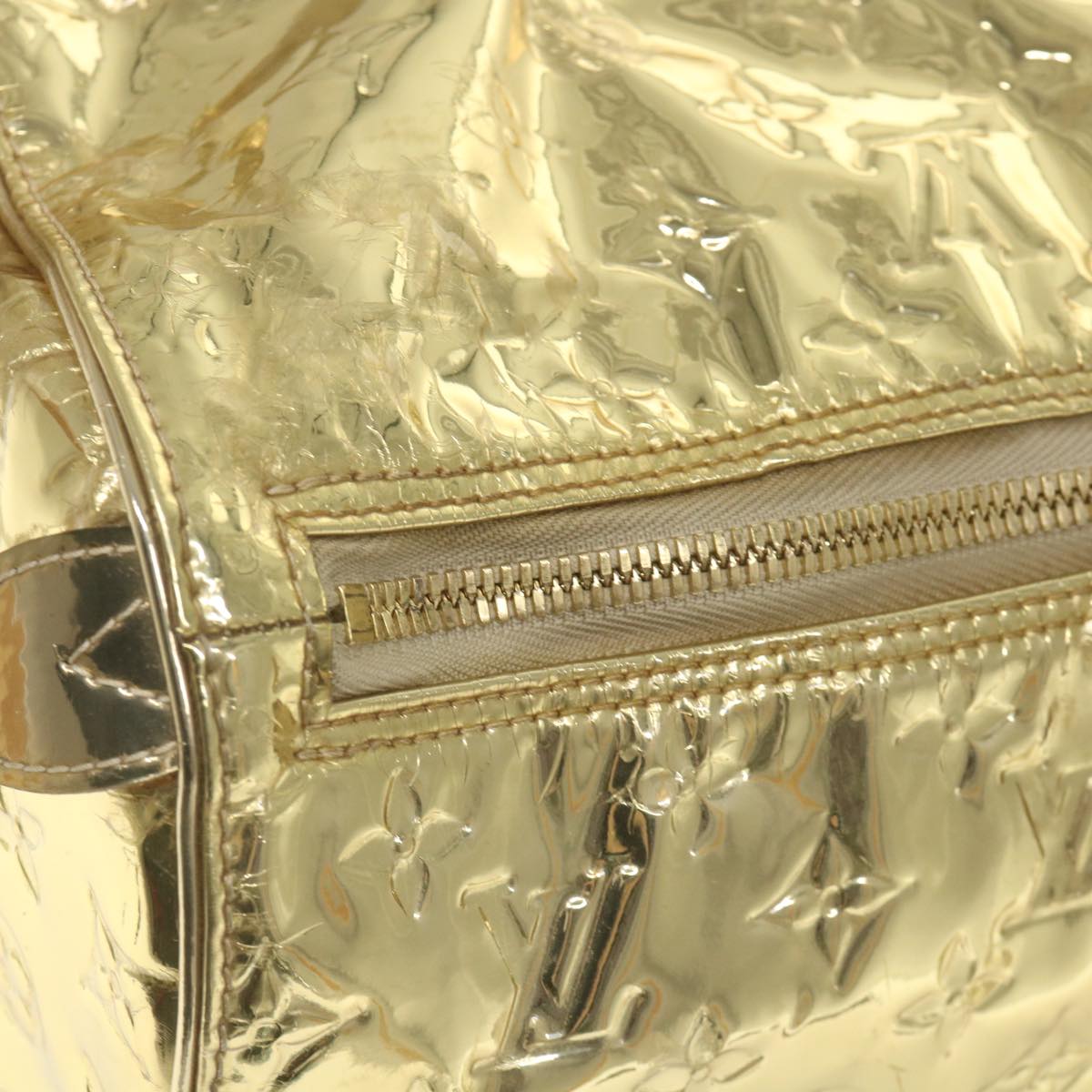 LOUIS VUITTON Monogram Miroir Keepall 55 Boston Bag Gold LV 57842S