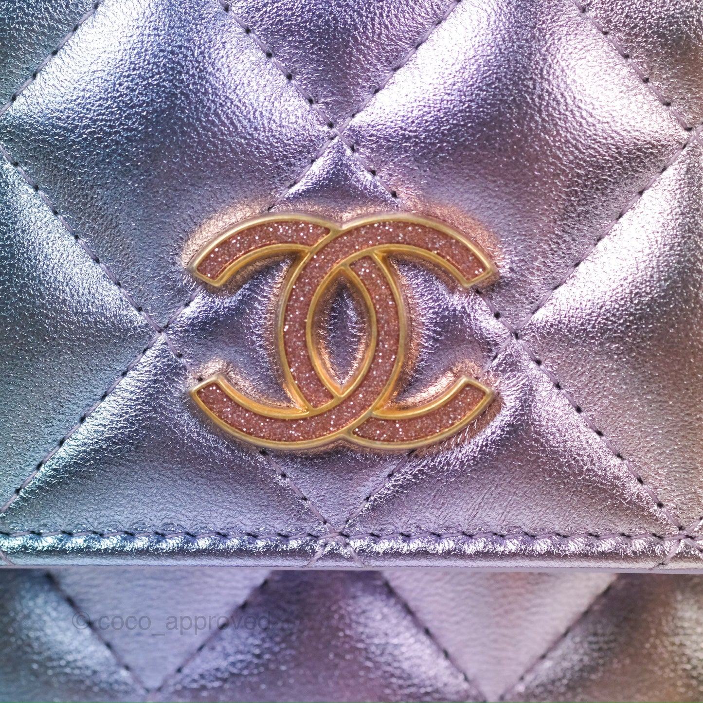 Chanel Mini WOC Phone Holder Metallic Rainbow Lambskin 24C