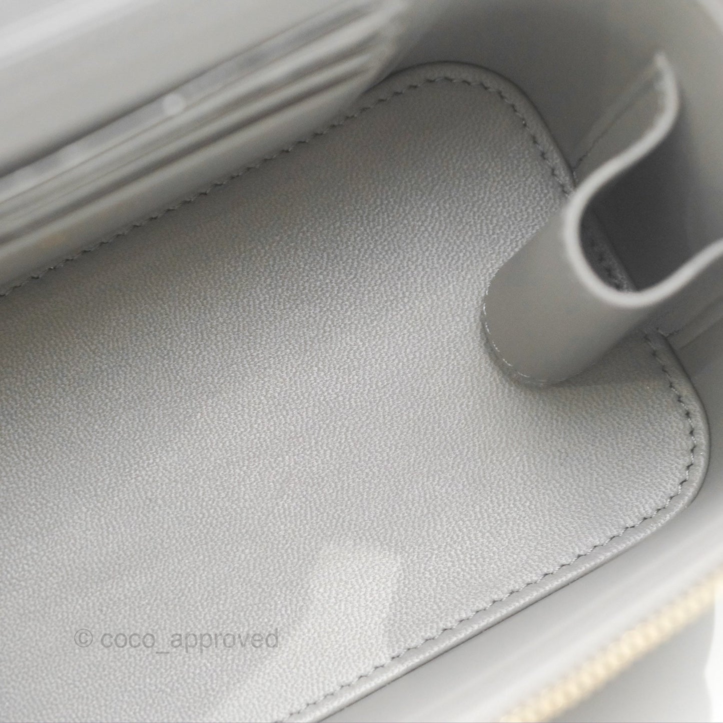 Chanel Vanity Rectangular Metal Top Handle Grey Lambskin Aged Gold Hardware
