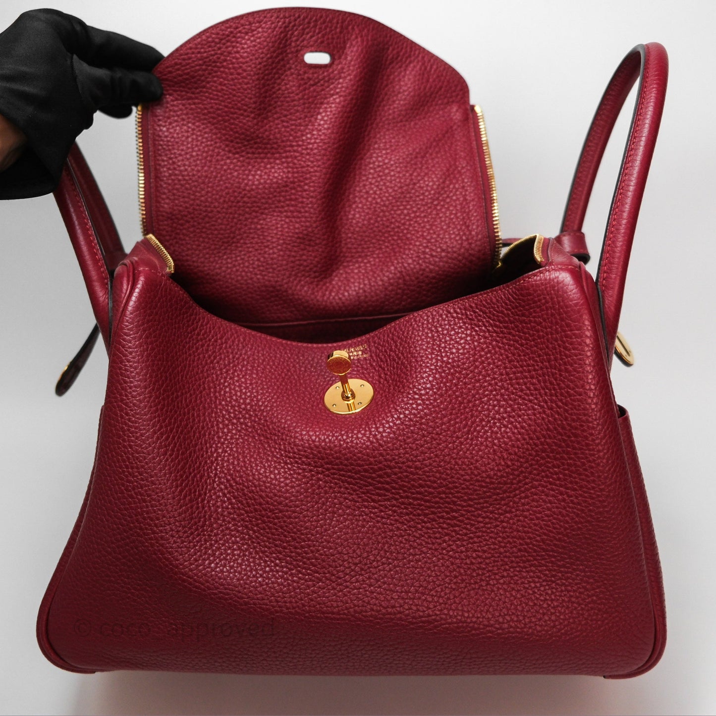 Hermès Lindy 30 Rouge Grenat K1 Clemence Gold Hardware