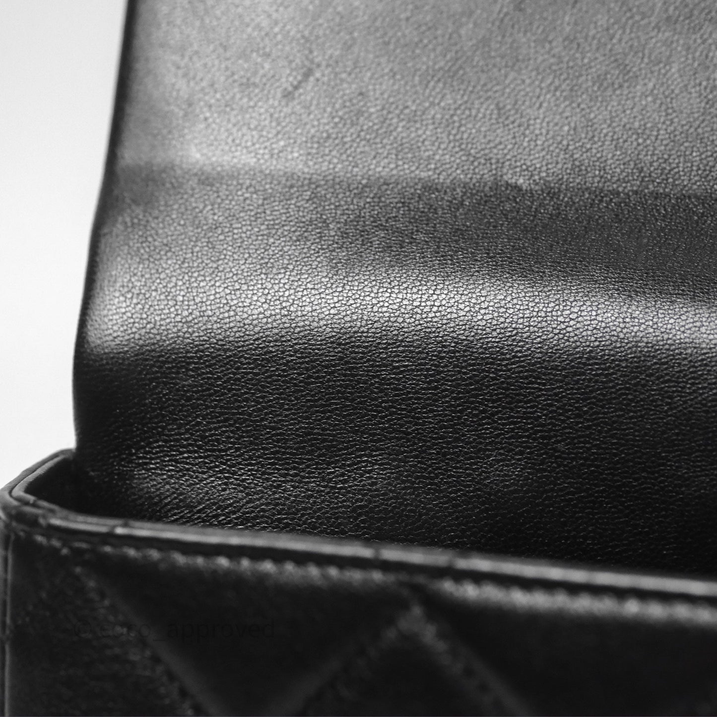 Chanel Logo Mini Square Flap Bag Black Lambskin Aged Gold Hardware 21B