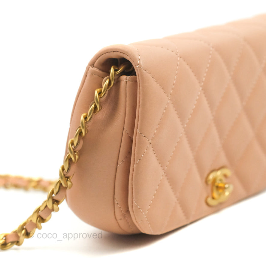 Chanel Clutch with Chain Beige Pink Calfskin Aged Gold Hardware