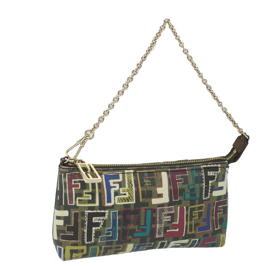 Luxury FendiZucca Canvas Accessory Pouch Brown Black57940