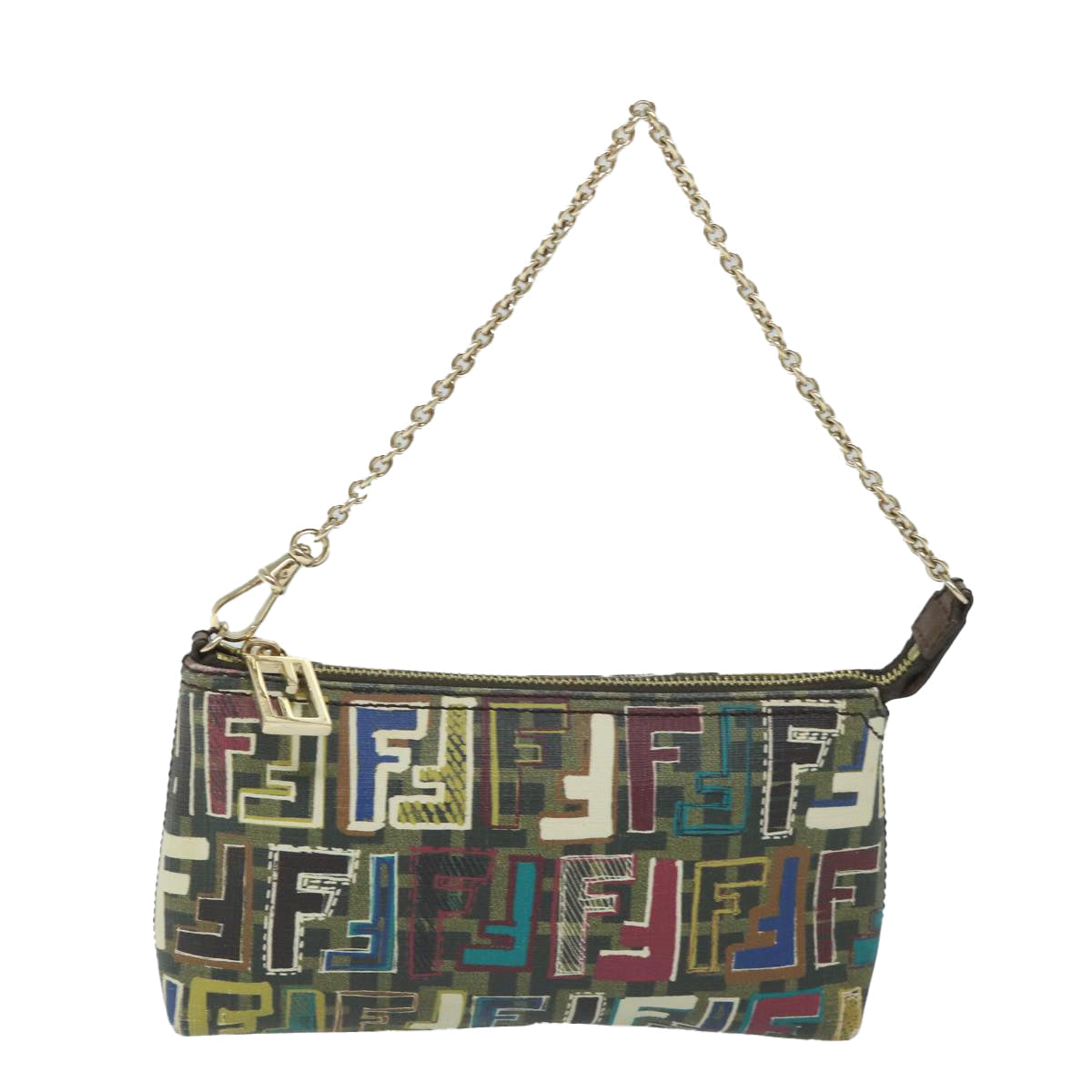Luxury FendiZucca Canvas Accessory Pouch Brown Black57940