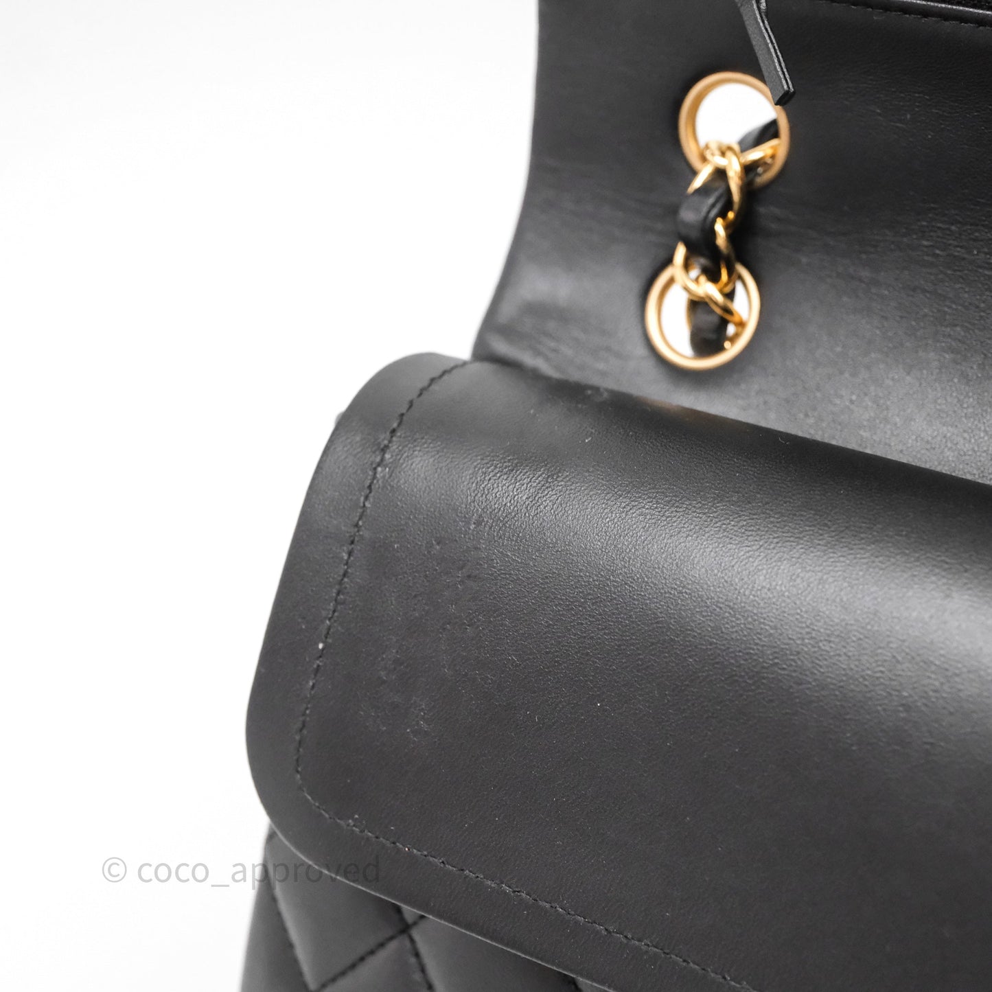Chanel Classic M/L Medium Flap Quilted Black Lambskin Gold Hardware
