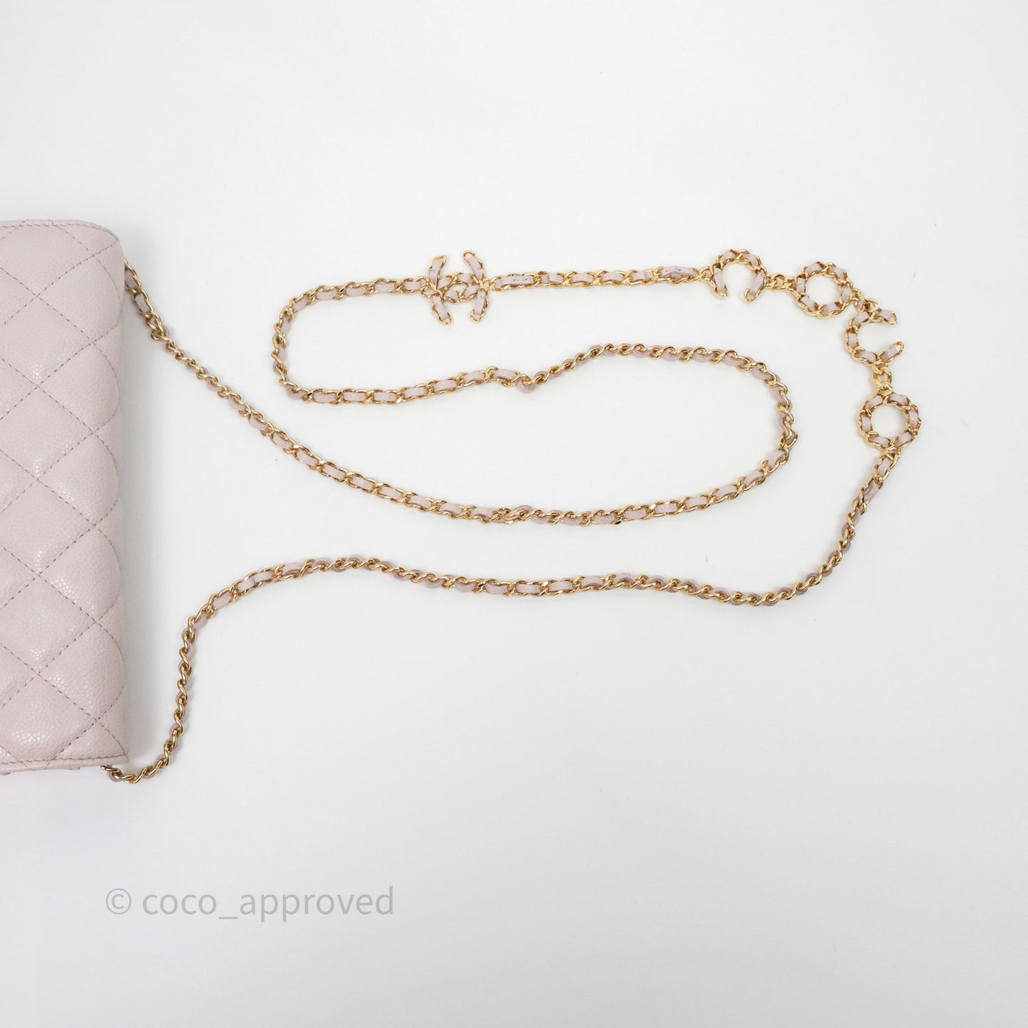Chanel WOC Wallet On Chain CC Coco Chain Quilted Lilac Caviar Gold Hardware