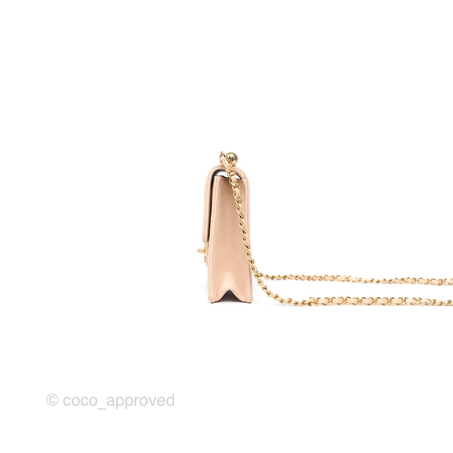 Chanel Quilted Chic Pearls Flap Beige Pink Goatskin Aged Gold Hardware
