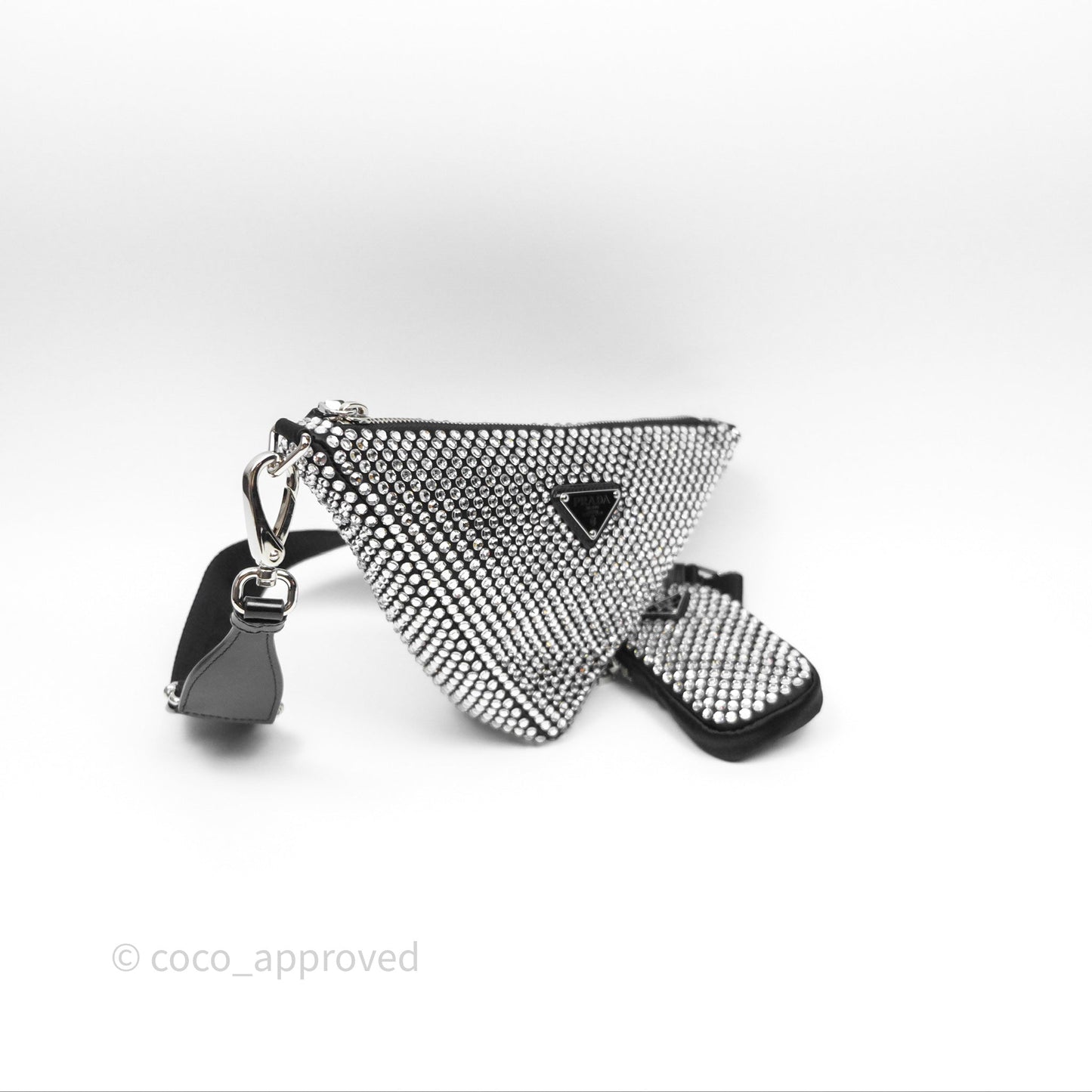 Prada Triangle Crystal Bag Black