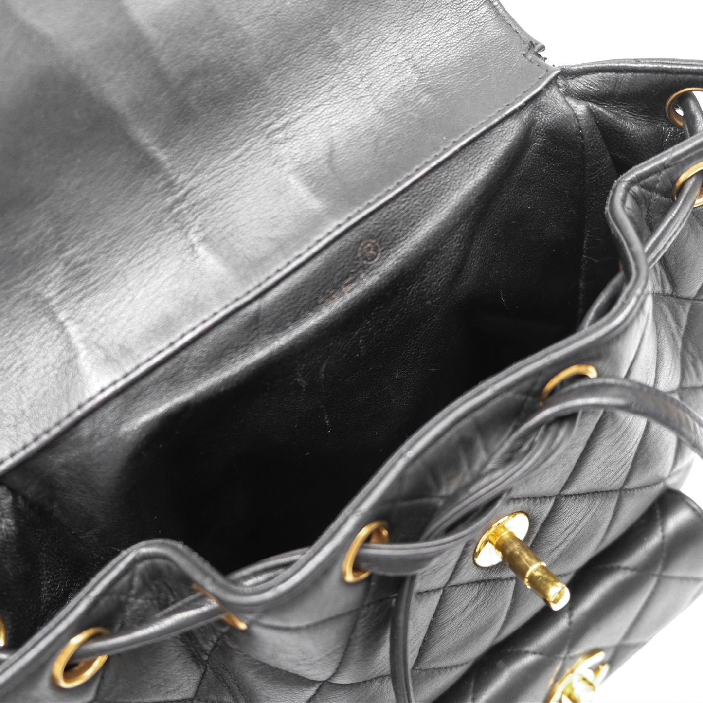 Chanel Vintage CC Duma Backpack Black Lambskin 24K Gold Hardware