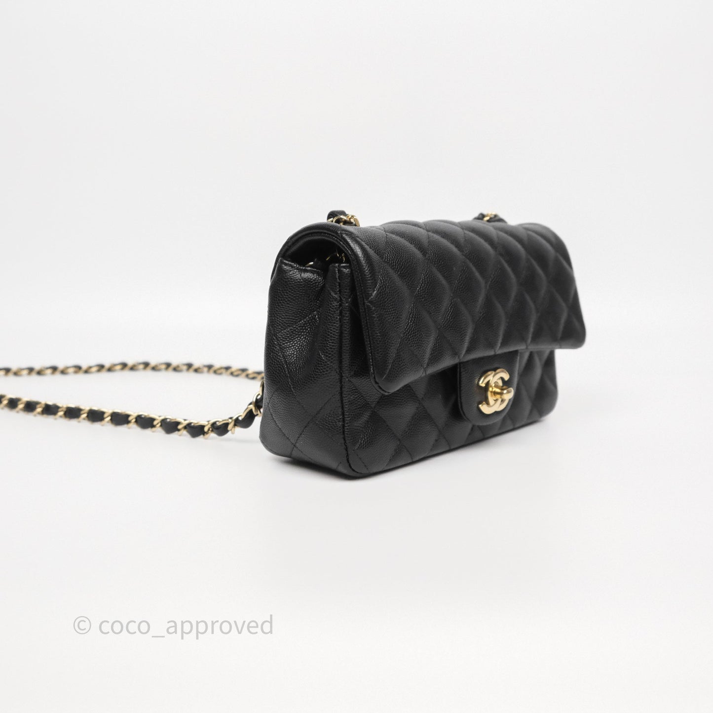 Chanel Mini Rectangular Quilted Black Caviar Gold Hardware