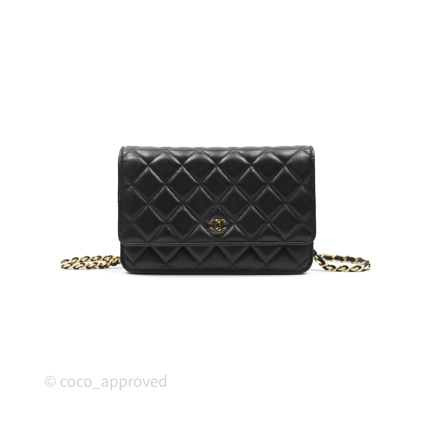 Chanel Quilted Classic Wallet on Chain WOC Black Lambskin Gold Hardware